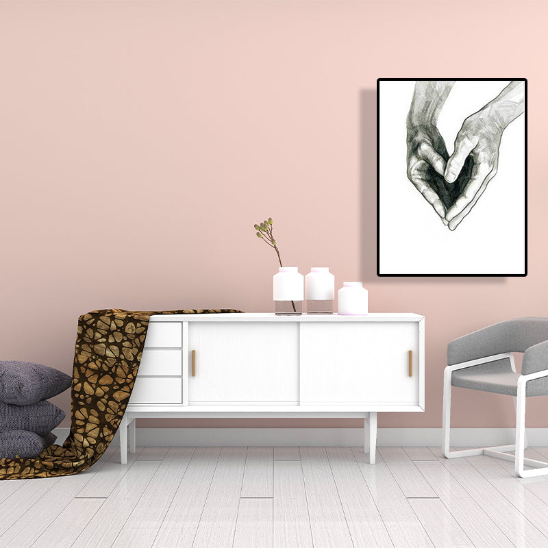 Scandinavian Two Hands Portrait Painting White Kitchen Backsplash Wall Art Print Clearhalo 'Arts' 'Canvas Art' 1640928