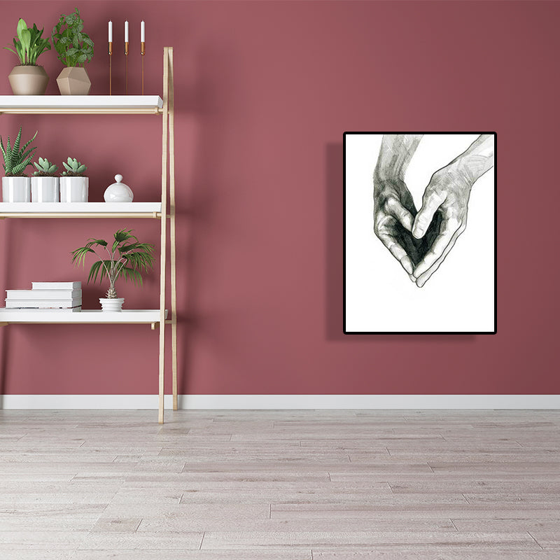 Scandinavian Two Hands Portrait Painting White Kitchen Backsplash Wall Art Print Clearhalo 'Arts' 'Canvas Art' 1640929