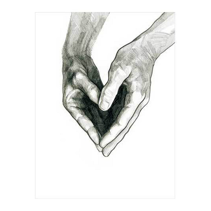 Scandinavian Two Hands Portrait Painting White Kitchen Backsplash Wall Art Print Clearhalo 'Arts' 'Canvas Art' 1640930