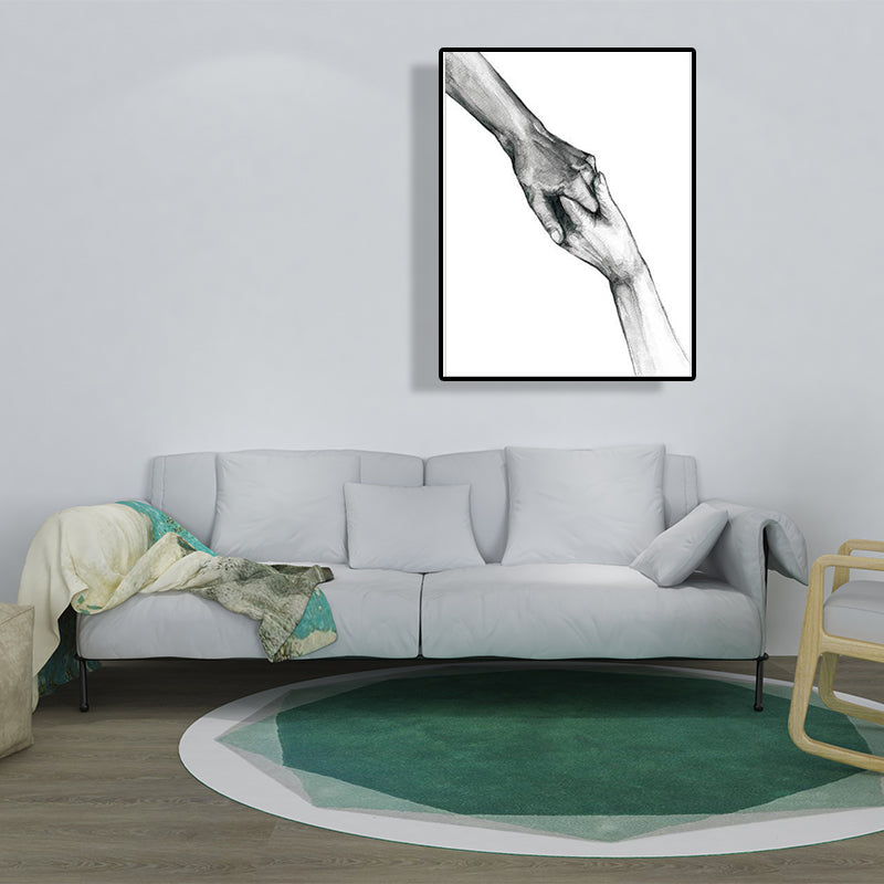 Scandinavian Two Hands Portrait Painting White Kitchen Backsplash Wall Art Print Clearhalo 'Arts' 'Canvas Art' 1640935