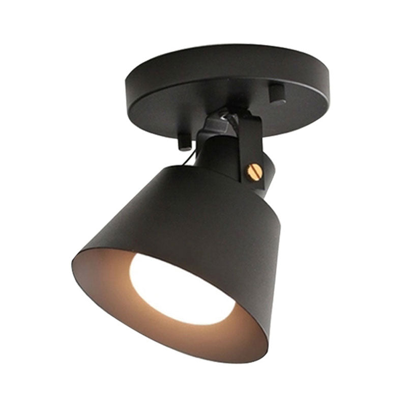 Black/White 1 Head Semi Flush Ceiling Light Loft Stylish Metallic Conical Shade Rotatable Ceiling Lamp Clearhalo 'Ceiling Lights' 'Close To Ceiling Lights' 'Close to ceiling' 'Semi-flushmount' Lighting' 164103