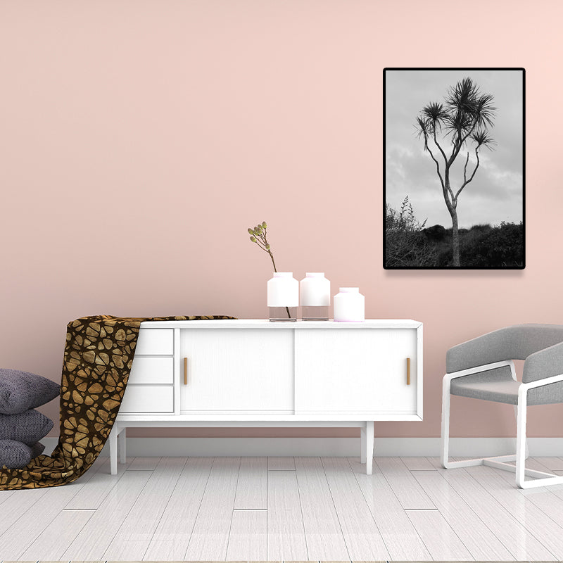 Palm Tree Wall Art Textured Surface Rustic Sitting Room Canvas Print in Grey Clearhalo 'Art Gallery' 'Canvas Art' 'Country Art Gallery' 'French Country' 'Rustic' Arts' 1641259