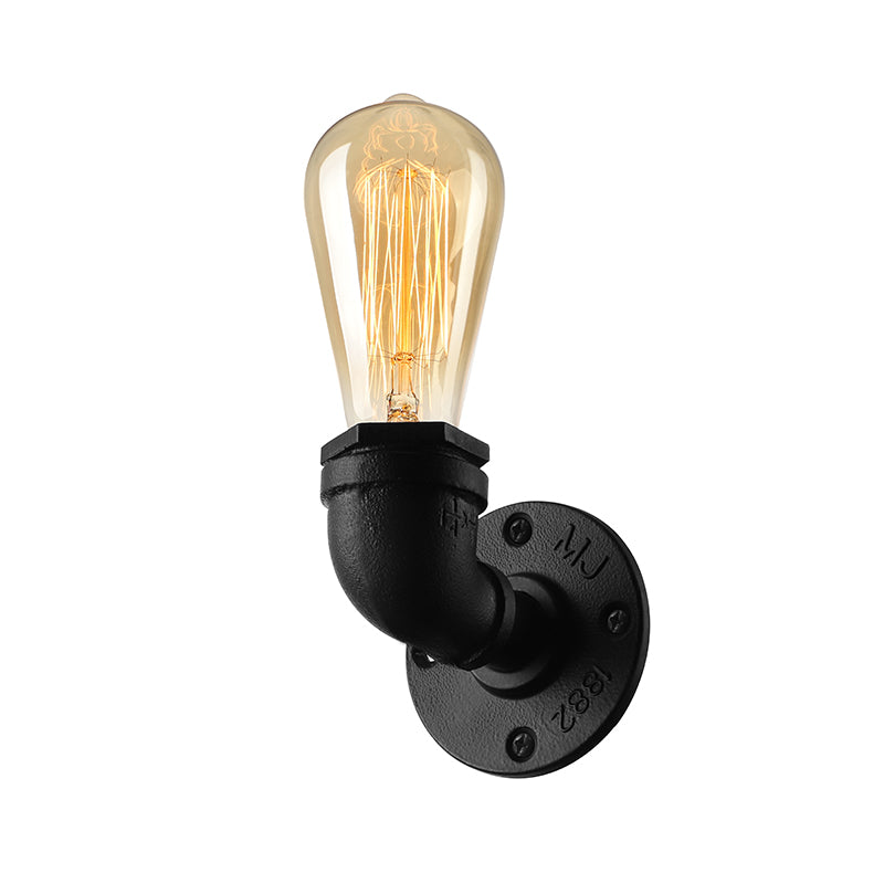 Bare Bulb Living Room Wall Sconce Lighting with Pipe Rustic Stylish Metal 1 Head Black/Bronze Wall Mount Light Clearhalo 'Art deco wall lights' 'Cast Iron' 'Glass' 'Industrial wall lights' 'Industrial' 'Middle century wall lights' 'Modern' 'Rustic wall lights' 'Tiffany' 'Traditional wall lights' 'Wall Lamps & Sconces' 'Wall Lights' Lighting' 164284