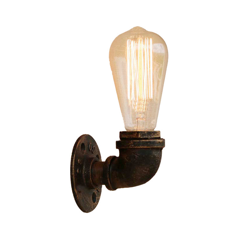 Bare Bulb Living Room Wall Sconce Lighting with Pipe Rustic Stylish Metal 1 Head Black/Bronze Wall Mount Light Clearhalo 'Art deco wall lights' 'Cast Iron' 'Glass' 'Industrial wall lights' 'Industrial' 'Middle century wall lights' 'Modern' 'Rustic wall lights' 'Tiffany' 'Traditional wall lights' 'Wall Lamps & Sconces' 'Wall Lights' Lighting' 164296