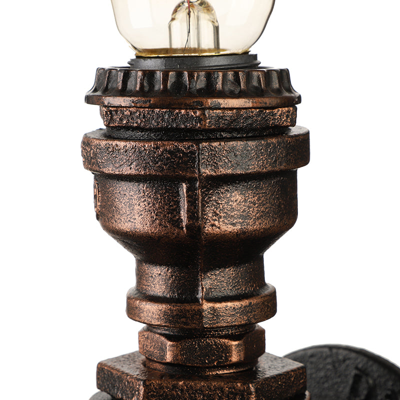 Water Pipe Metallic Wall Lighting with Bare Bulb Industrial 1 Light Living Room Mini Wall Mount Light in Black/Copper Clearhalo 'Art deco wall lights' 'Cast Iron' 'Glass' 'Industrial wall lights' 'Industrial' 'Middle century wall lights' 'Modern' 'Rustic wall lights' 'Tiffany' 'Traditional wall lights' 'Wall Lamps & Sconces' 'Wall Lights' Lighting' 164325