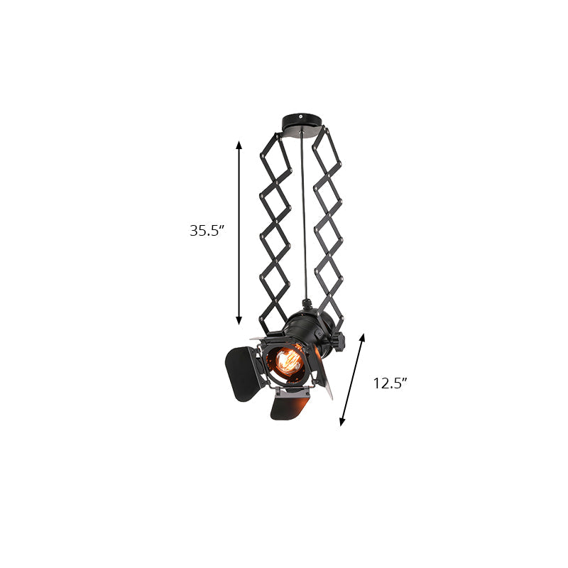 1 Light Extendable Semi Flush Mount Spotlight with Shade Metal Industrial Style Restaurant Ceiling Mounted Light in Black Clearhalo 'Ceiling Lights' 'Close To Ceiling Lights' 'Close to ceiling' 'Semi-flushmount' Lighting' 164462