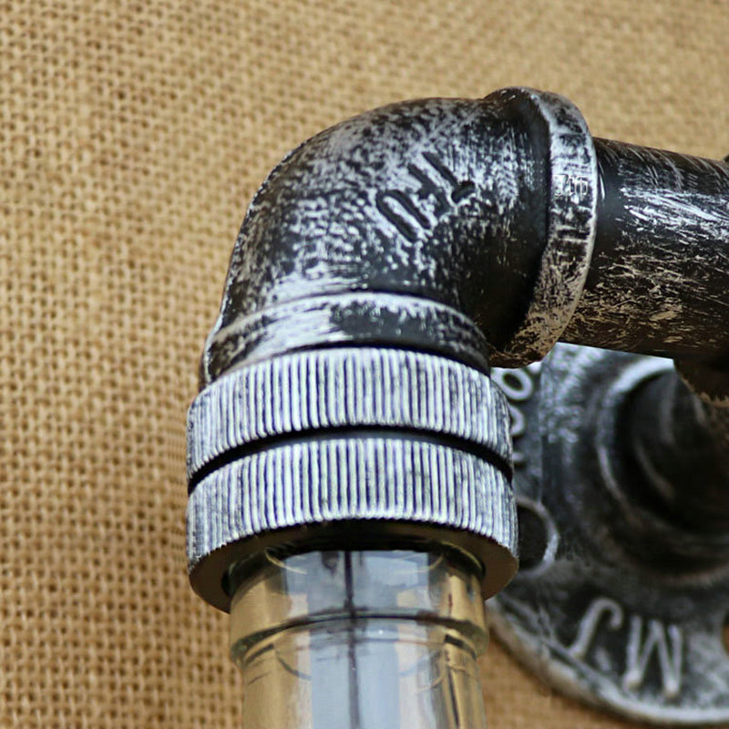 Glass Gray/Blue Wall Sconce Light Wine Bottle 2 Lights Industrial Style Wall Mount Light for Living Room Clearhalo 'Cast Iron' 'Glass' 'Industrial wall lights' 'Industrial' 'Middle century wall lights' 'Modern' 'Tiffany' 'Traditional wall lights' 'Wall Lamps & Sconces' 'Wall Lights' Lighting' 164556