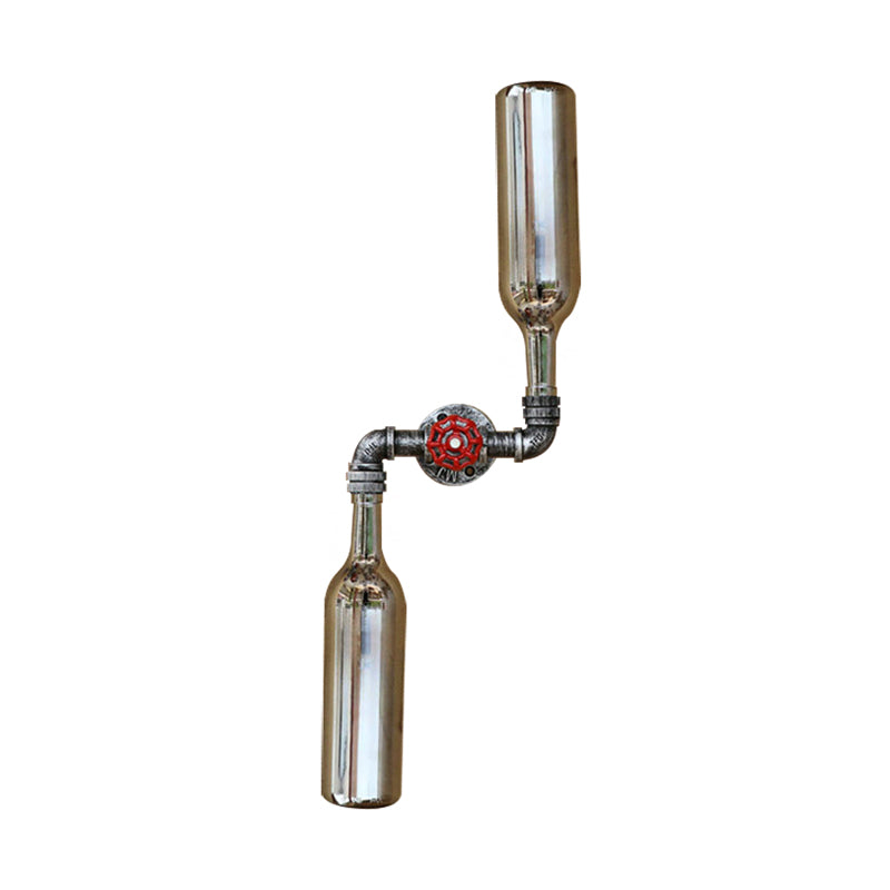 Glass Gray/Blue Wall Sconce Light Wine Bottle 2 Lights Industrial Style Wall Mount Light for Living Room Clearhalo 'Cast Iron' 'Glass' 'Industrial wall lights' 'Industrial' 'Middle century wall lights' 'Modern' 'Tiffany' 'Traditional wall lights' 'Wall Lamps & Sconces' 'Wall Lights' Lighting' 164562