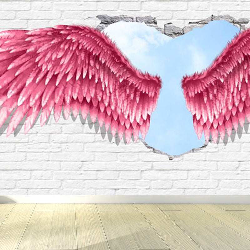 Spreading Wing Mural Decal Soft Color Contemporary Wall Covering for Living Room White Clearhalo 'Wall Decor' 'Wall Mural' 1646345
