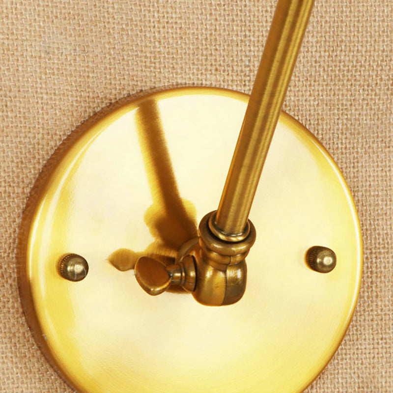1 Light Saucer Shade Sconce Light Fixture Industrial Brass/Bronze Frosted Glass Wall Lamp with Swing Arm Clearhalo 'Art deco wall lights' 'Cast Iron' 'Glass' 'Industrial wall lights' 'Industrial' 'Middle century wall lights' 'Modern' 'Rustic wall lights' 'Tiffany' 'Traditional wall lights' 'Wall Lamps & Sconces' 'Wall Lights' Lighting' 164656