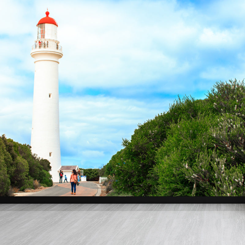 Full Size Photography Nautical Mural Wallpaper with Lighthouse Landscape in Blue Blue Design 4 Clearhalo 'Wall Decor' 'Wall Mural' 1646605