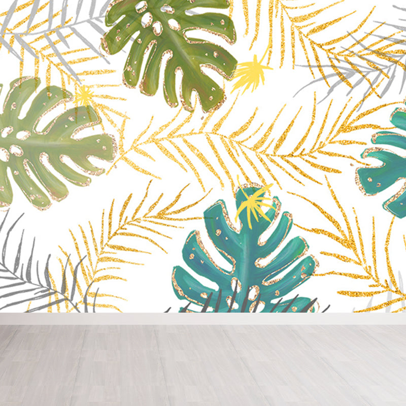 Waterproof Leaves Wall Mural Tropical Non-Woven Wall Decor, Custom Size Available Clearhalo 'Wall Decor' 'Wall Mural' 1646651