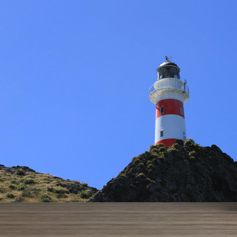 Large Lighthouse and Sky Mural Wallpaper Coastal Sea Landscape Wall Covering in Blue Blue Design 4 Clearhalo 'Wall Decor' 'Wall Mural' 1646725