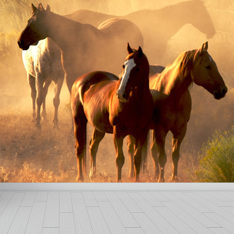 Huge Horse Mural Decal for Kitchen Animals Wall Art in Light Color, Stain Resistant Clearhalo 'Wall Decor' 'Wall Mural' 1646966