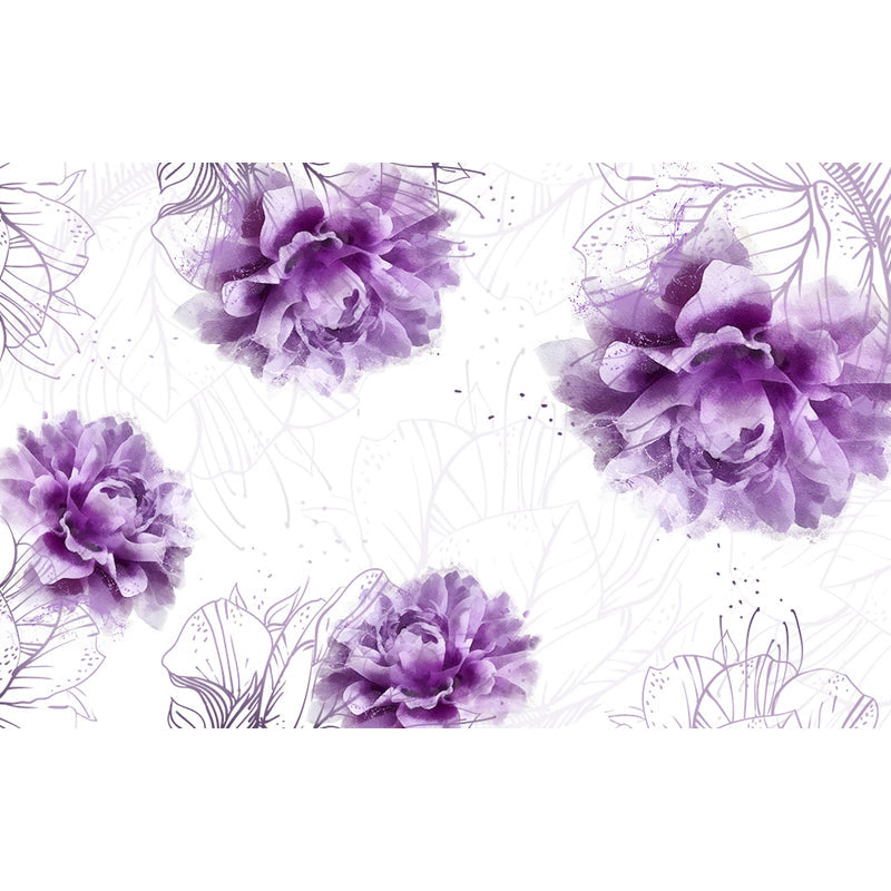Whole Flower Mural Wallpaper Moisture Resistant Contemporary Bedroom Wall Decor Clearhalo 'Wall Decor' 'Wall Mural' 1647037