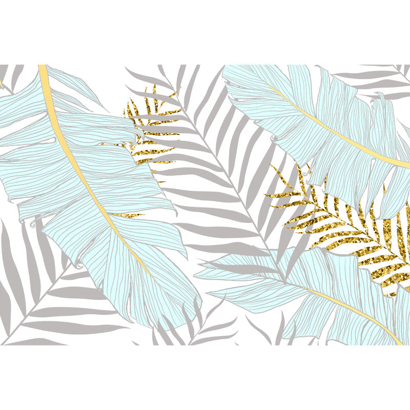 Leaves Print Wall Mural Tropical Washable Living Room Wall Covering, Personalize Clearhalo 'Wall Decor' 'Wall Mural' 1647492