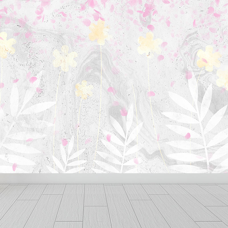 Light Color Flower Blossom Mural Moisture Resistant Modern Living Room Wall Covering Clearhalo 'Wall Decor' 'Wall Mural' 1647654