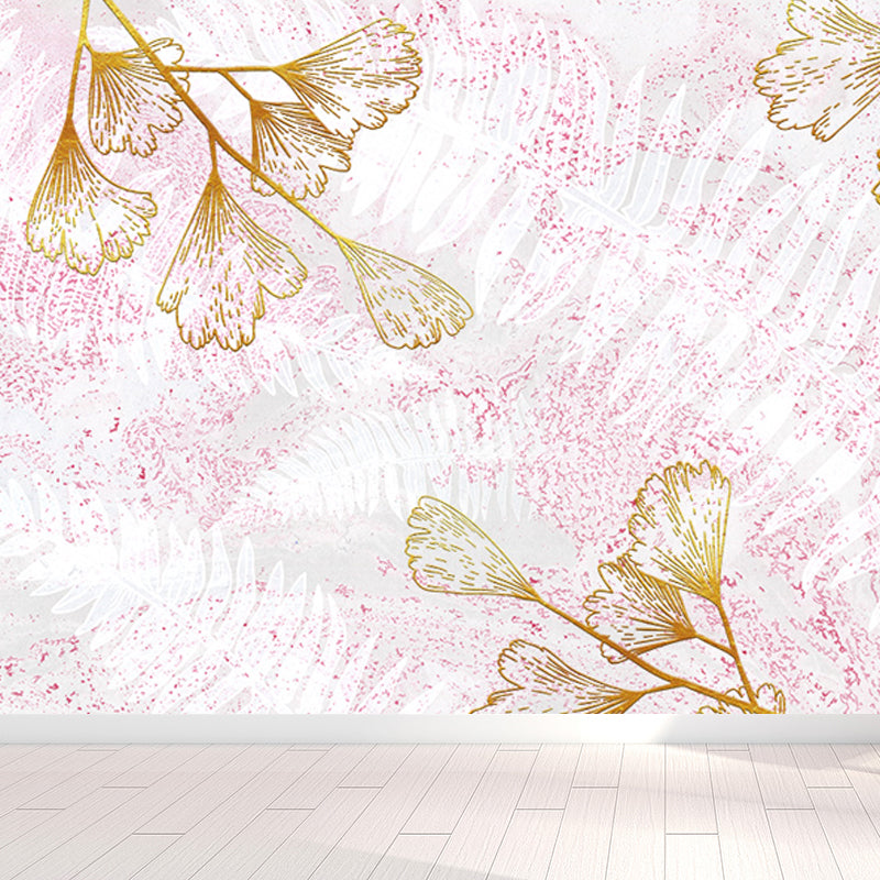 Light Color Flower Blossom Mural Moisture Resistant Modern Living Room Wall Covering Yellow Clearhalo 'Wall Decor' 'Wall Mural' 1647665