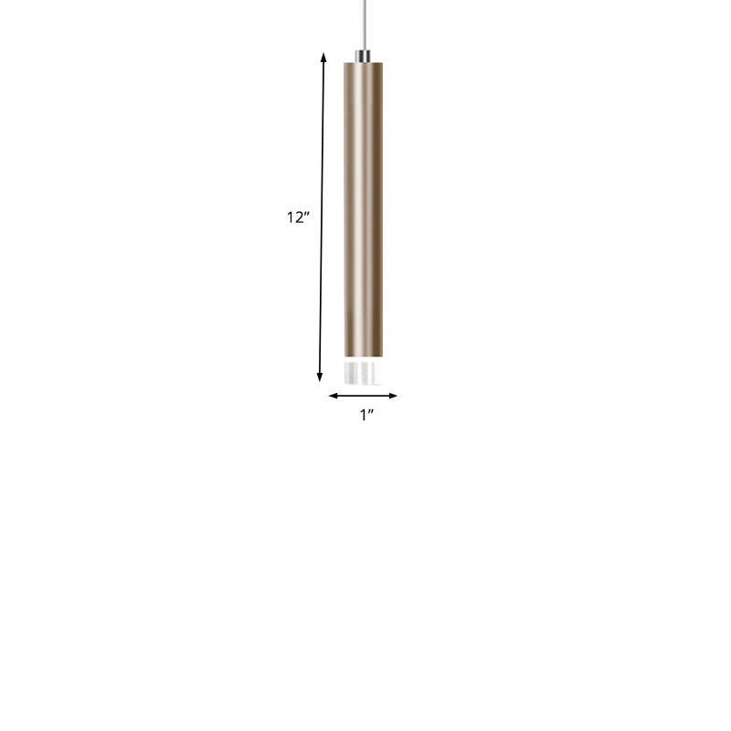 12"/19.5"/23.5" H Slim Hanging Pendant Light Modern Metal Black/Gold LED Pendant Light in Warm/White Clearhalo 'Ceiling Lights' 'Modern Pendants' 'Modern' 'Pendant Lights' 'Pendants' Lighting' 164777