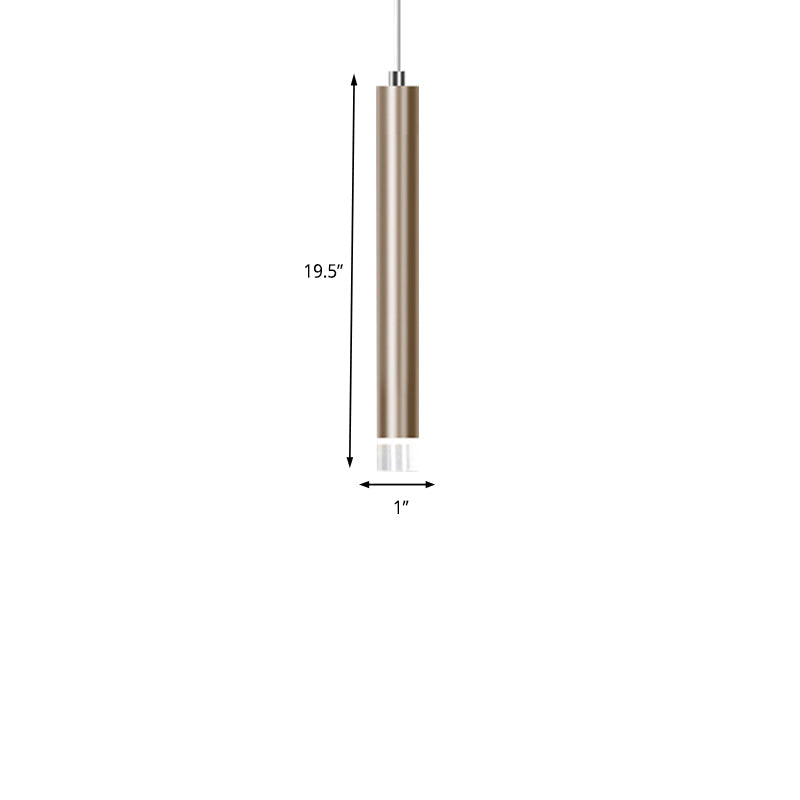 12"/19.5"/23.5" H Slim Hanging Pendant Light Modern Metal Black/Gold LED Pendant Light in Warm/White Clearhalo 'Ceiling Lights' 'Modern Pendants' 'Modern' 'Pendant Lights' 'Pendants' Lighting' 164778
