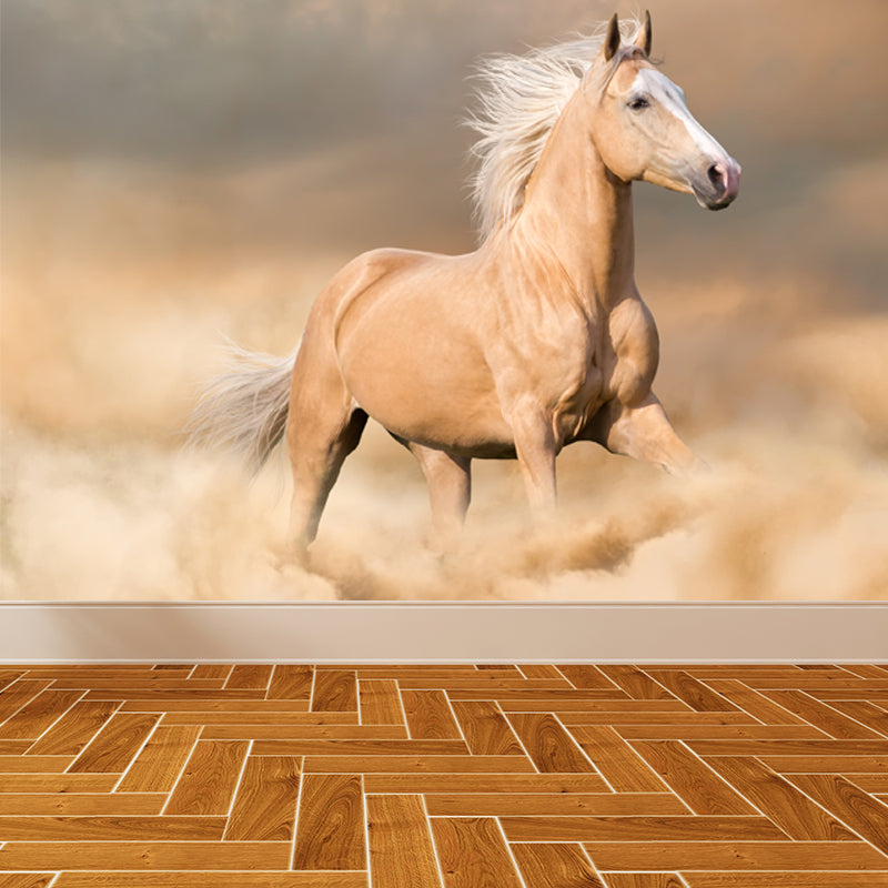 Photography Running Horse Wall Mural for Dining Room, Brown, Custom Size Available Clearhalo 'Wall Decor' 'Wall Mural' 1648254