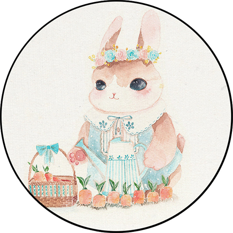 Cute Kids Rug in White Animal Owl Rabbit Sloth Pattern Rug Polyester Non-Slip Washable Carpet for Nursery Clearhalo 'Area Rug' 'Rug' 1648378