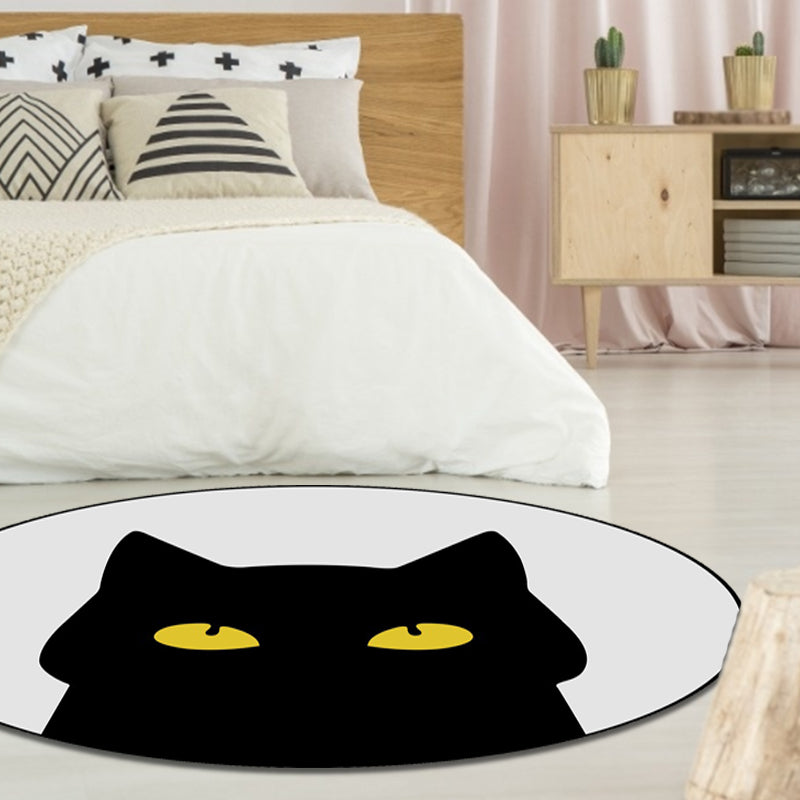 Grey Child's Room Rug Kids Animal Cat Funny Expression Pattern Area Rug Polyester Stain-Resistant Carpet Grey Design 1 Clearhalo 'Area Rug' 'Rug' 1648511