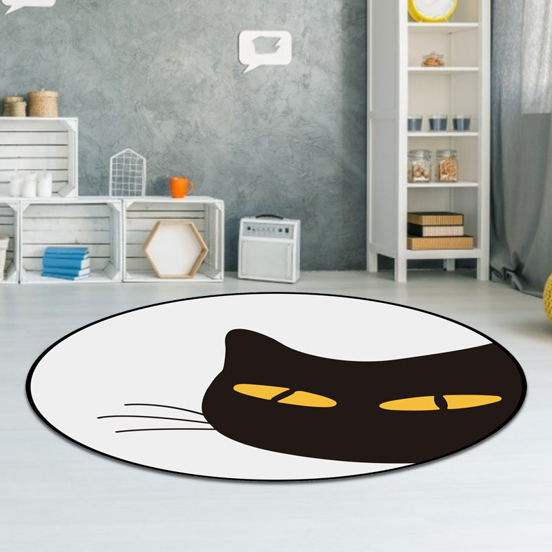 Grey Child's Room Rug Kids Animal Cat Funny Expression Pattern Area Rug Polyester Stain-Resistant Carpet Grey Design 2 Clearhalo 'Area Rug' 'Rug' 1648520