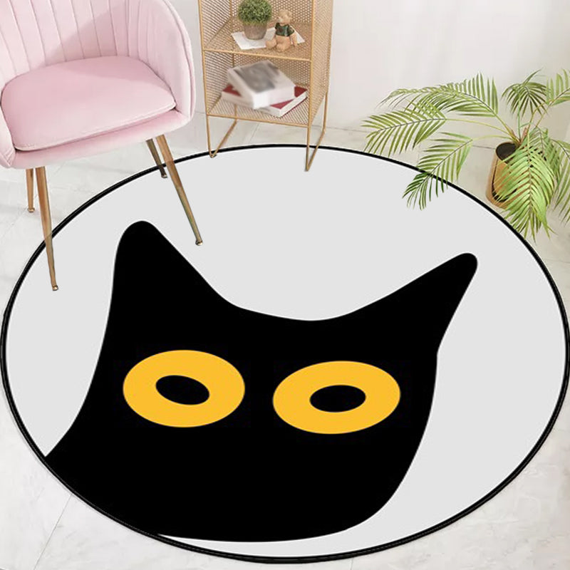 Grey Child's Room Rug Kids Animal Cat Funny Expression Pattern Area Rug Polyester Stain-Resistant Carpet Grey Design 3 Clearhalo 'Area Rug' 'Rug' 1648523
