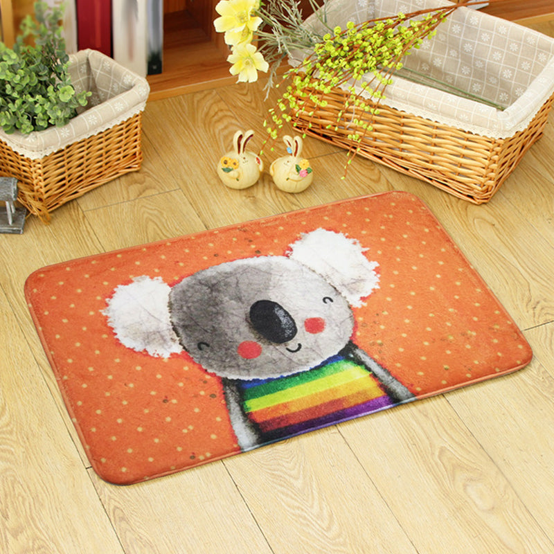 Cute Kids Rug in Orange and Green Animal Bear Mouse Pattern Rug Polyester Anti-Slip Carpet for Children's Room Orange 2' x 2'11" Clearhalo 'Area Rug' 'Rug' 1648607