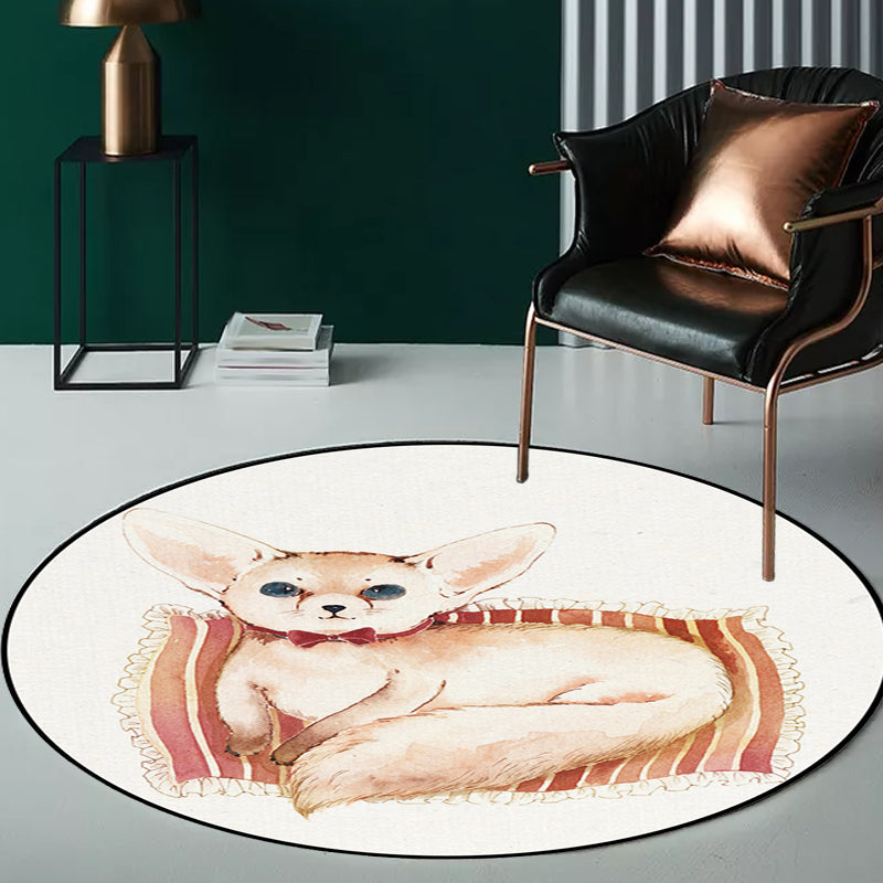 Kids Bedroom Rug in White Animal Fox Koala Alpaca Print Rug Polyester Pet Friendly Washable Area Rug Clearhalo 'Area Rug' 'Rug' 1648669