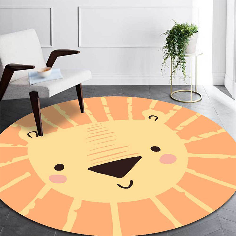 Kids Bedroom Rug in Yellow Animal Lion Print Rug Polyester Pet Friendly Anti-Slip Area Rug Yellow Clearhalo 'Area Rug' 'Rug' 1648799
