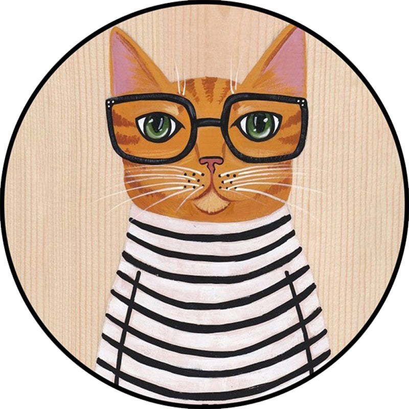 Kids Bedroom Rug in Green and Blue Animal Cat Glasses Print Rug Polyester Pet Friendly Area Rug Clearhalo 'Area Rug' 'Rug' 1649051