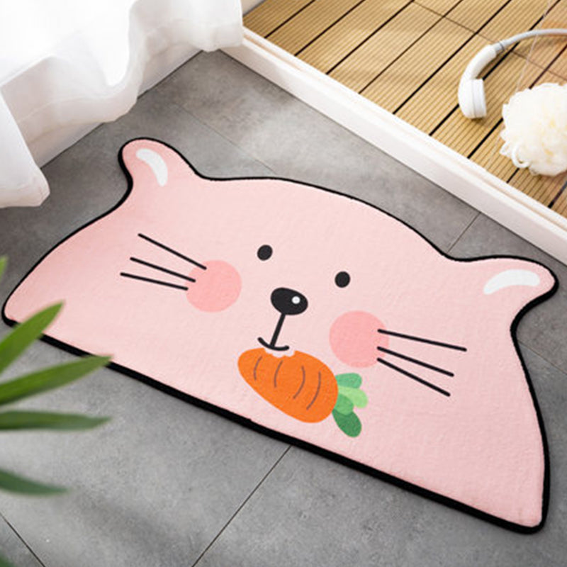 Kids Child's Room Irregular Rug in Pink and Orange Animal Tiger Lion Rabbit Print Rug Polyester Stain-Resistant Area Rug Pink 2' x 3'11" Clearhalo 'Area Rug' 'Rug' 1649240