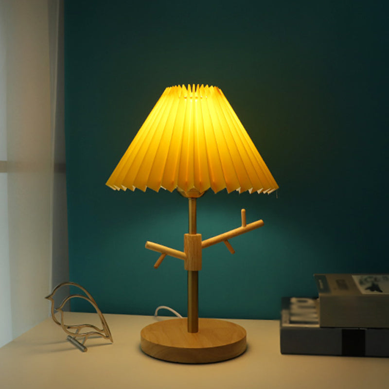 Nordic Folded Night Table Lamp Paper 1-Head Study Room Desk Light with Ornament Rack in White/Red/Yellow Clearhalo 'Lamps' 'Table Lamps' Lighting' 1649345
