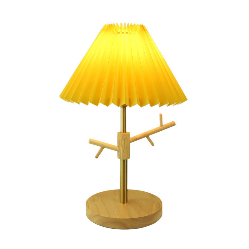 Nordic Folded Night Table Lamp Paper 1-Head Study Room Desk Light with Ornament Rack in White/Red/Yellow Clearhalo 'Lamps' 'Table Lamps' Lighting' 1649346