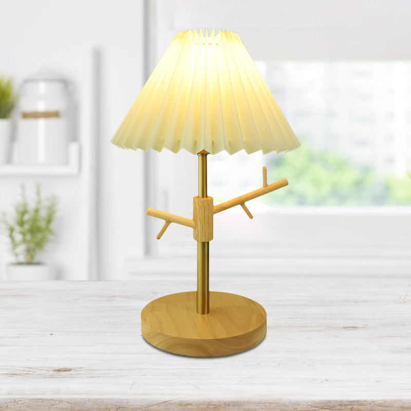 Nordic Folded Night Table Lamp Paper 1-Head Study Room Desk Light with Ornament Rack in White/Red/Yellow Clearhalo 'Lamps' 'Table Lamps' Lighting' 1649353