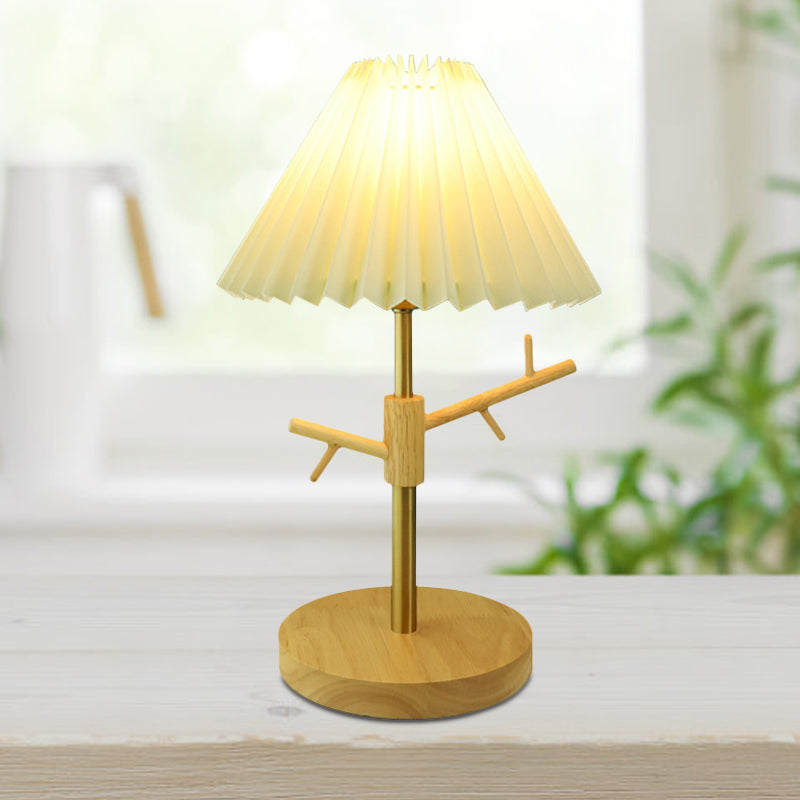 Nordic Folded Night Table Lamp Paper 1-Head Study Room Desk Light with Ornament Rack in White/Red/Yellow Clearhalo 'Lamps' 'Table Lamps' Lighting' 1649354