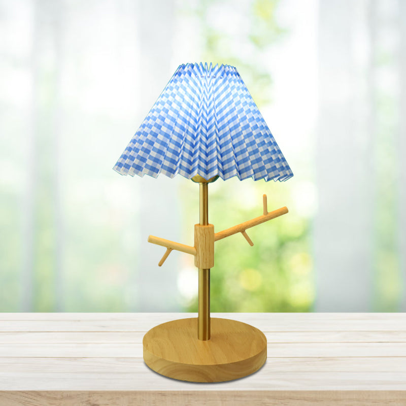 Nordic Folded Night Table Lamp Paper 1-Head Study Room Desk Light with Ornament Rack in White/Red/Yellow Clearhalo 'Lamps' 'Table Lamps' Lighting' 1649357