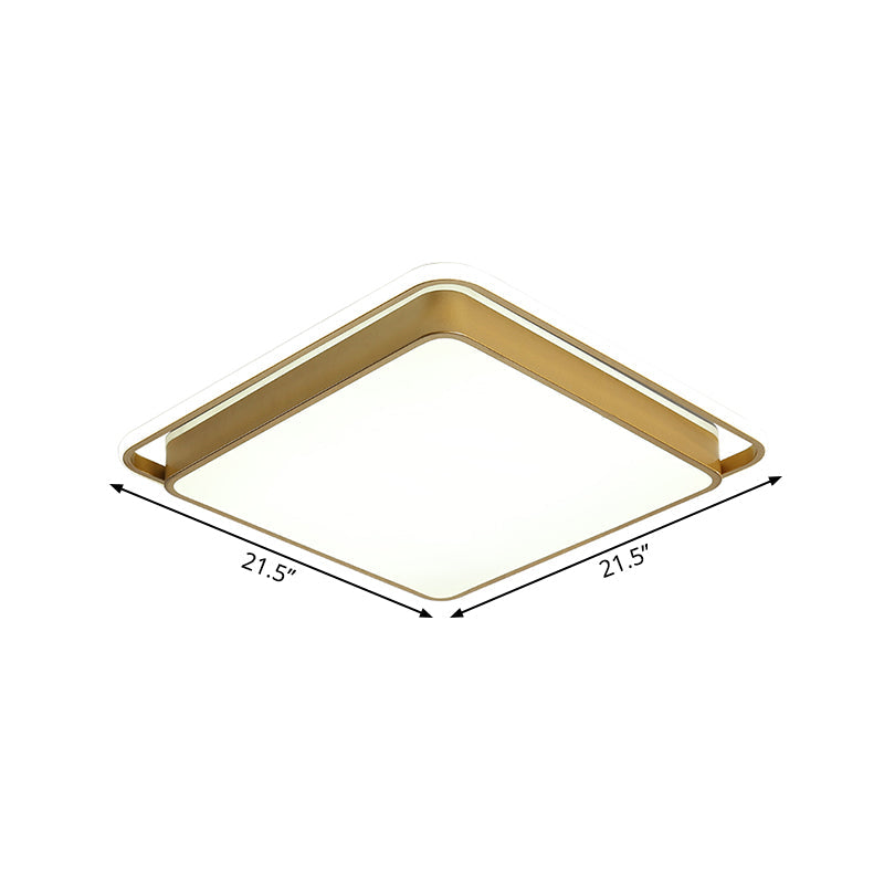 Gold Square Ceiling Flush Mount Modernism 10"/18"/21.5" W LED Metal Flush Light for Sitting Room, Warm/White Light Clearhalo 'Ceiling Lights' 'Close To Ceiling Lights' 'Close to ceiling' 'Flush mount' Lighting' 1649382