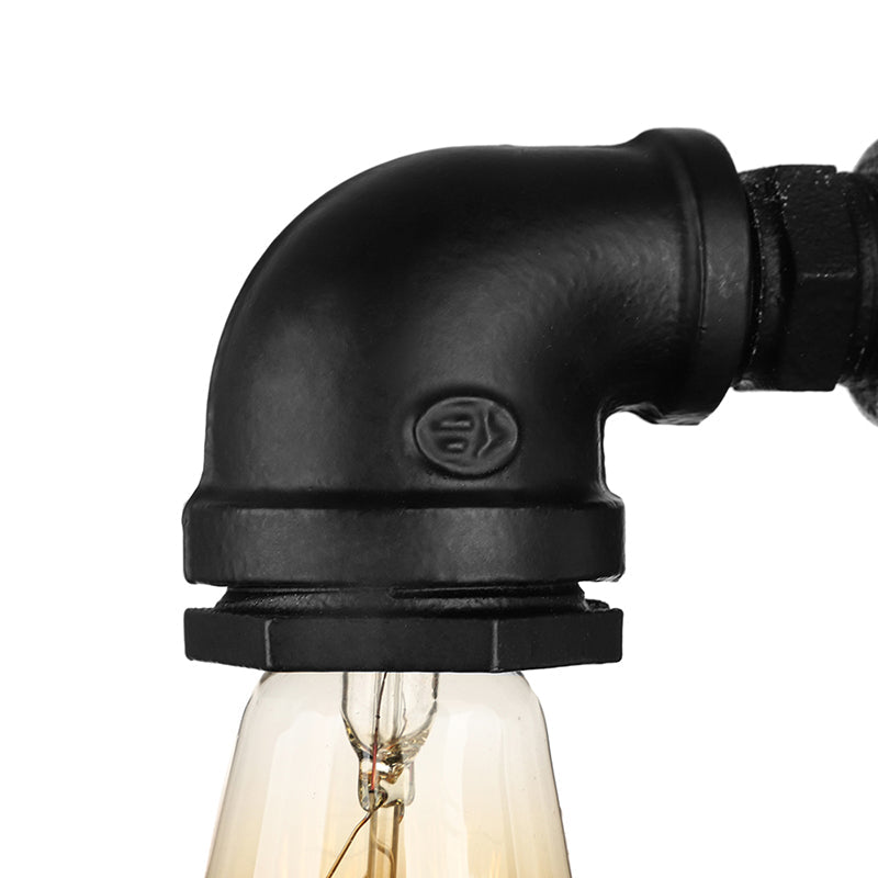 2 Lights Wall Lighting with Pipe and Open Bulb Metal Warehouse Style Bathroom Wall Mounted Lamp in Bronze/Black Clearhalo 'Art deco wall lights' 'Cast Iron' 'Glass' 'Industrial wall lights' 'Industrial' 'Middle century wall lights' 'Modern' 'Rustic wall lights' 'Tiffany' 'Traditional wall lights' 'Wall Lamps & Sconces' 'Wall Lights' Lighting' 164941