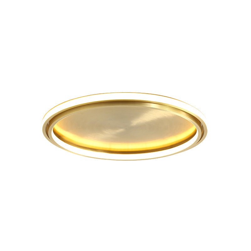 16"/19.5" Wide Modern Circle Flush Mount Lighting Metallic LED Bedroom Ceiling Flush in Gold Clearhalo 'Ceiling Lights' 'Close To Ceiling Lights' 'Close to ceiling' 'Flush mount' Lighting' 1649430