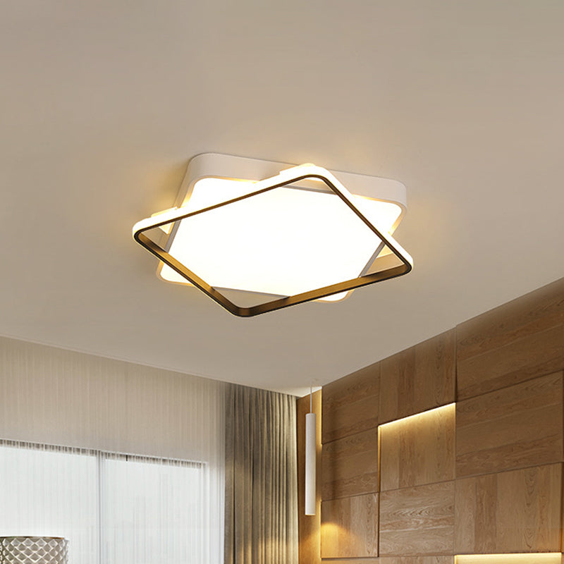 Square Metal Ceiling Light Fixture Modern Gold LED Flush Mount Lamp in Warm/White Light, 18"/23.5" Width Clearhalo 'Ceiling Lights' 'Close To Ceiling Lights' 'Close to ceiling' 'Flush mount' Lighting' 1649439