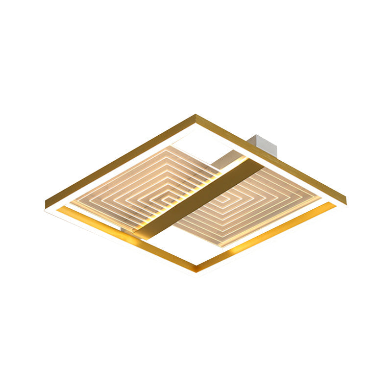 Modernist Square Frame Flush Mount Lighting Metal Sitting Room LED Ceiling Light Fixture in Gold, 16"/19.5" Width Clearhalo 'Ceiling Lights' 'Close To Ceiling Lights' 'Close to ceiling' 'Flush mount' Lighting' 1649547
