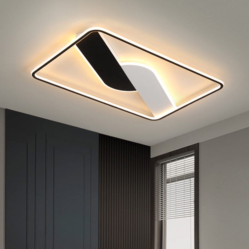 Geometric Pattern Metal Ceiling Light Fixture Modern Black LED Flush Mount Light for Living Room, 16"/35.5" Wide Clearhalo 'Ceiling Lights' 'Close To Ceiling Lights' 'Close to ceiling' 'Flush mount' Lighting' 1649556