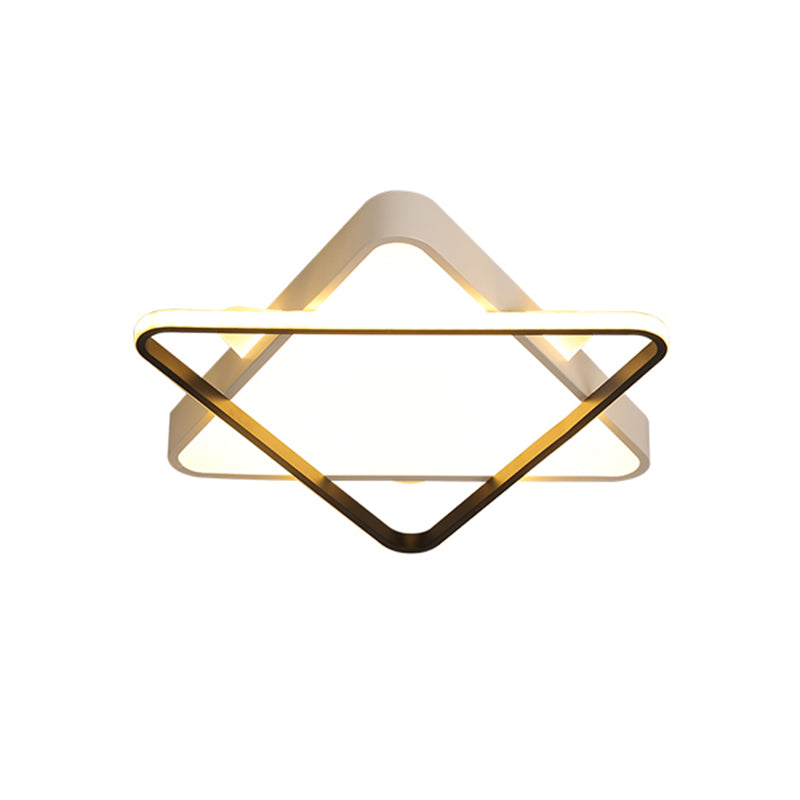 18"/23.5" Width LED Bedroom Ceiling Light Fixture Modern Gold Flush Mount Lamp with Double Triangle Acrylic Shade, Warm/White Light Clearhalo 'Ceiling Lights' 'Close To Ceiling Lights' 'Close to ceiling' 'Flush mount' Lighting' 1649570