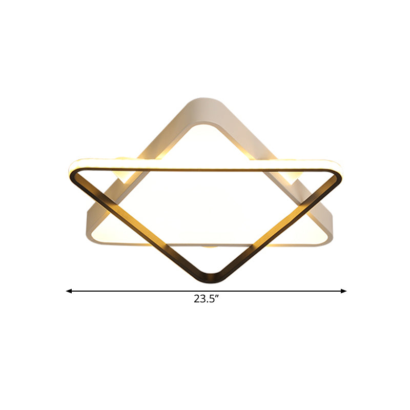 18"/23.5" Width LED Bedroom Ceiling Light Fixture Modern Gold Flush Mount Lamp with Double Triangle Acrylic Shade, Warm/White Light Clearhalo 'Ceiling Lights' 'Close To Ceiling Lights' 'Close to ceiling' 'Flush mount' Lighting' 1649572