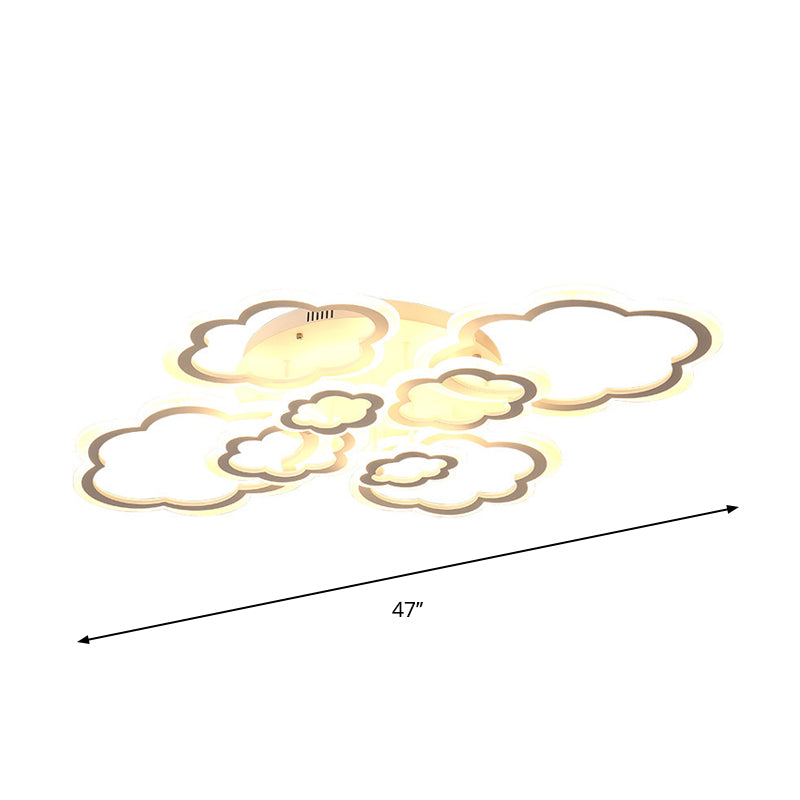 Cloud Living Room Flush Light Fixture Acrylic 4/8 Lights Cartoon Flush Mount Lighting in White Clearhalo 'Ceiling Lights' 'Close To Ceiling Lights' 'Close to ceiling' 'Flush mount' Lighting' 1649989