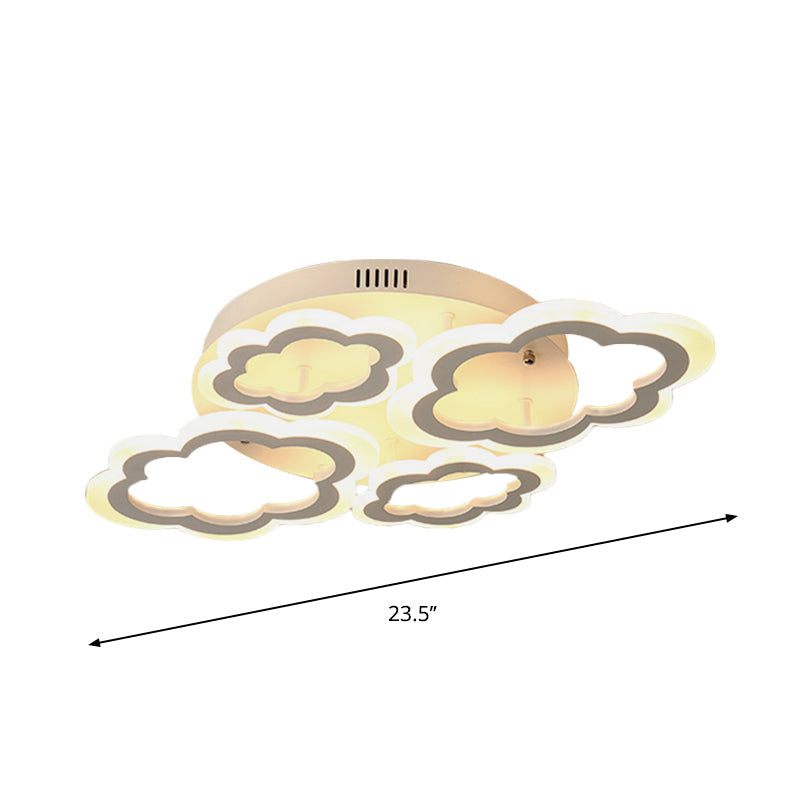 Cloud Living Room Flush Light Fixture Acrylic 4/8 Lights Cartoon Flush Mount Lighting in White Clearhalo 'Ceiling Lights' 'Close To Ceiling Lights' 'Close to ceiling' 'Flush mount' Lighting' 1649994