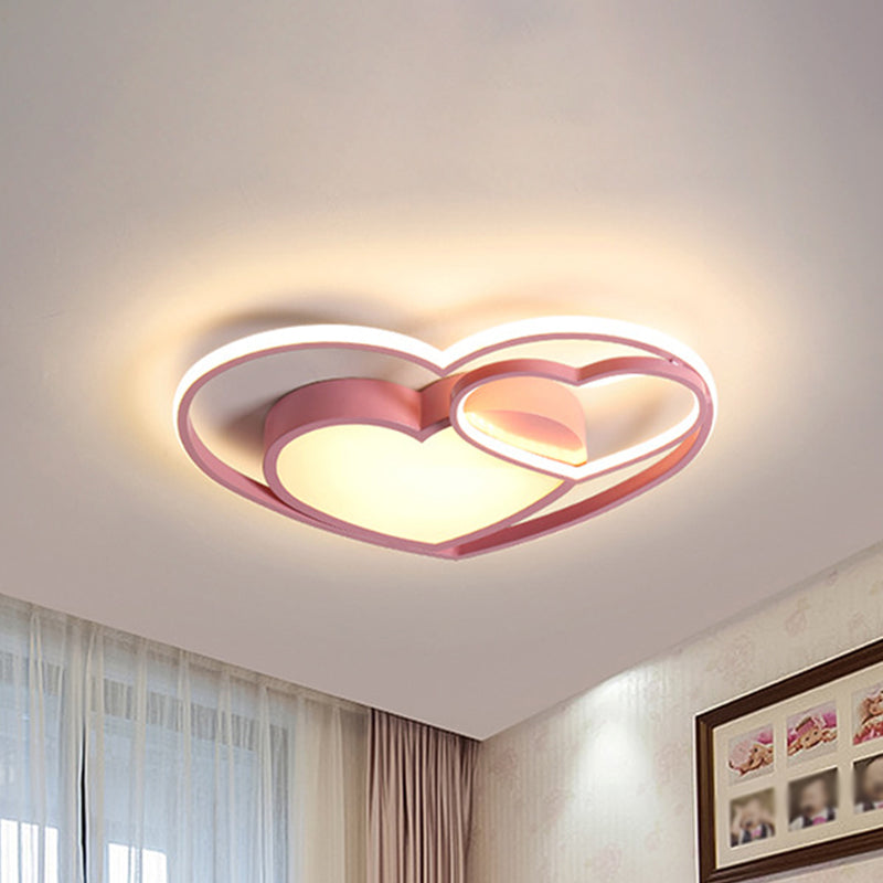 Loving Heart Acrylic Flush Mount Lamp Nordic White/Pink LED Close to Ceiling Light for Bedroom Clearhalo 'Ceiling Lights' 'Close To Ceiling Lights' 'Close to ceiling' 'Flush mount' Lighting' 1649996